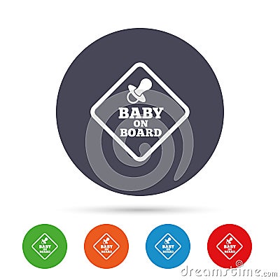 Baby on board sign icon. Infant caution symbol. Vector Illustration