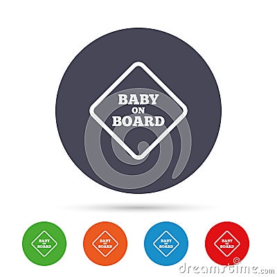 Baby on board sign icon. Infant caution symbol. Vector Illustration