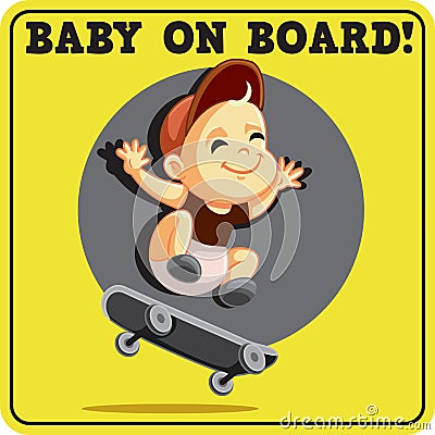 Baby on Board Vector Bumper Sticker Vector Illustration