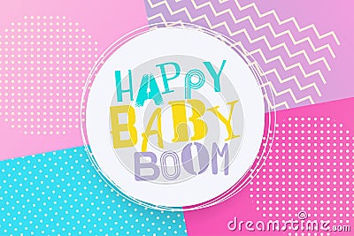 Baby boom happy birthday memphis style Vector Illustration