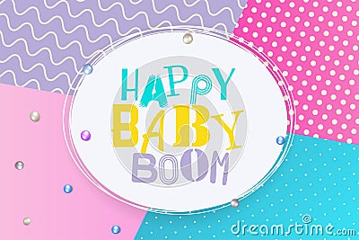 Baby boom happy birthday memphis style Vector Illustration