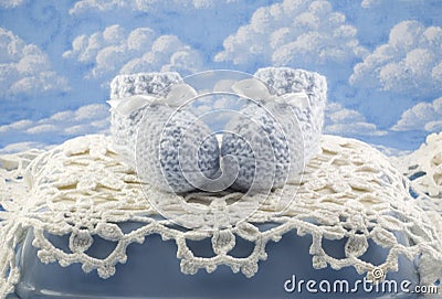 Baby Booties for Boy Horizontal Stock Photo