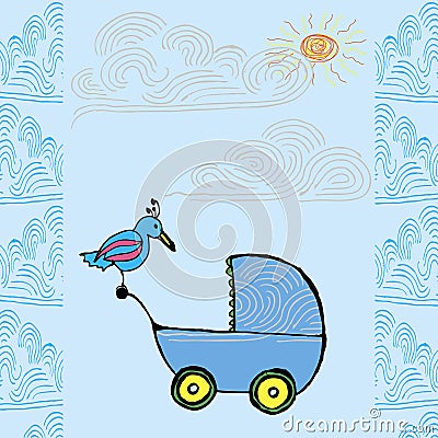 Baby born card Vector Illustration