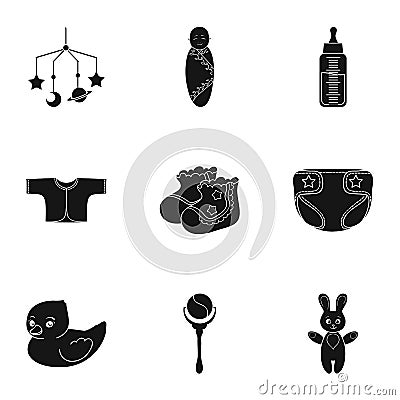 Baby born set icons in black style. Big collection of baby born vector symbol stock illustration Vector Illustration