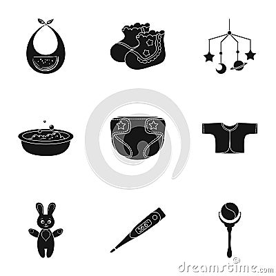 Baby born set icons in black style. Big collection of baby born vector symbol stock illustration Vector Illustration