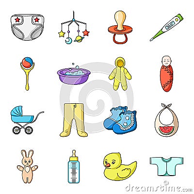 Baby born set icons in cartoon style. Big collection of baby born vector symbol stock illustration Vector Illustration