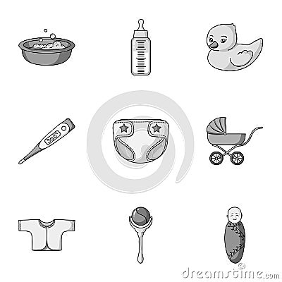 Baby born set icons in monochrome style. Big collection of baby born vector symbol Vector Illustration