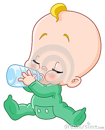 Baby with bottle Vector Illustration