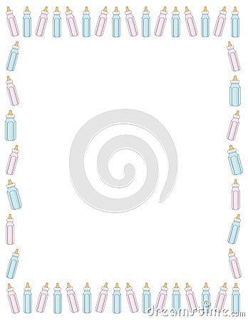 Baby bottle border Vector Illustration