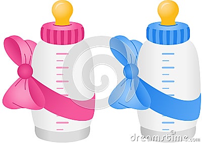 Baby bottle with bow tie Vector Illustration