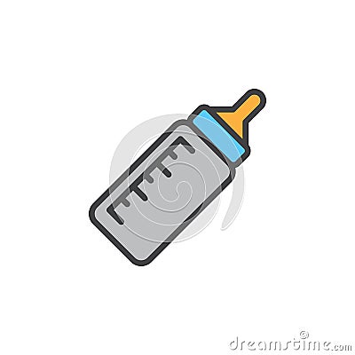 Baby bottle filled outline icon, line vector sign, linear colorful pictogram. Vector Illustration