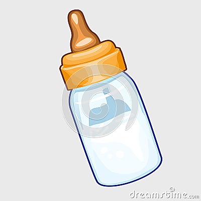 Baby bottle full of milk closeup Vector Illustration