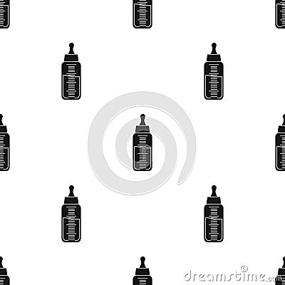 Baby bottle icon in black style isolated on white background. Baby born pattern stock vector illustration. Vector Illustration