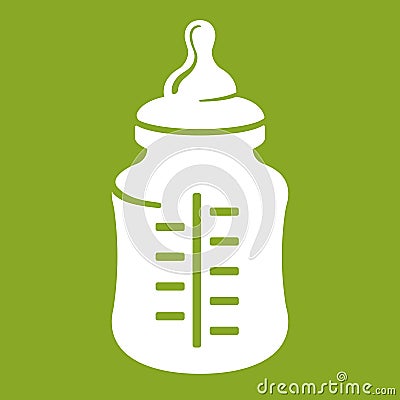 Baby bottle icon isolated on green background. Realistic vector illustration Vector Illustration