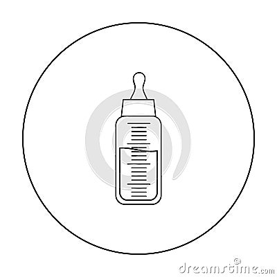 Baby bottle icon in outline style isolated on white background. Baby born symbol stock vector illustration. Vector Illustration