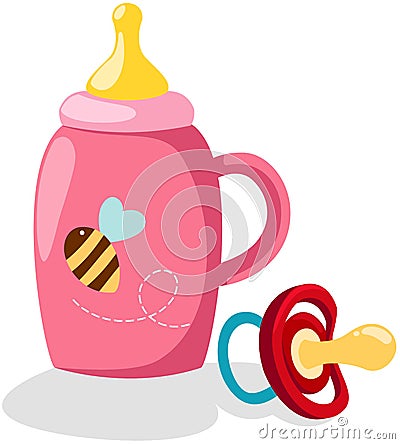 Baby bottle and pacifier Vector Illustration