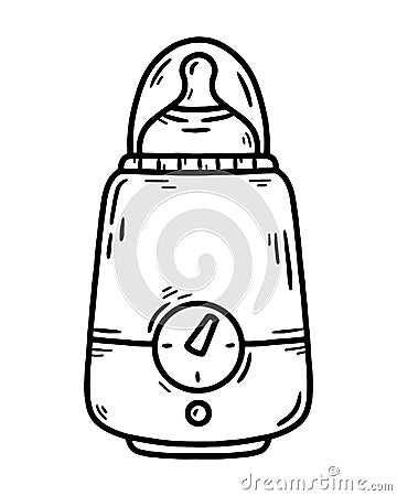 Baby bottle sterilizer and warmer for women's milk during lactation icon Vector Illustration