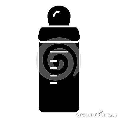 Baby bottle vector icon. Black and white baby nipple illustration. Solid linear icon. Vector Illustration