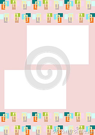 Baby bottles, template or background for infants or newborns. Vector Illustration