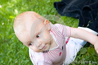 Baby on box presents Stock Photo