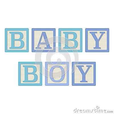 Baby Boy Alphabet Blocks Vector Illustration