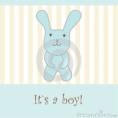 Baby boy arrival announcement card Vector Illustration