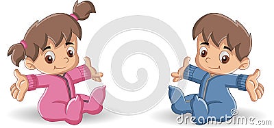 Baby boy and baby girl. Vector Illustration