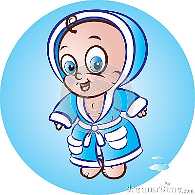 Baby boy in bathrobe Vector Illustration