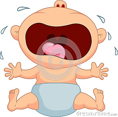 Baby boy cartoon crying Vector Illustration