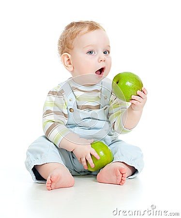 Baby boy eating healthy food Stock Photo