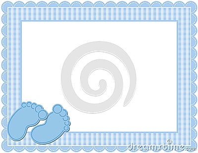 Baby Boy Gingham Frame Vector Illustration