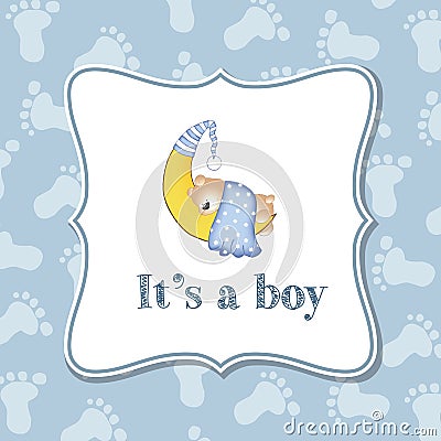Baby boy invitation for baby shower Vector Illustration