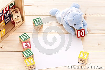 Baby boy invitation card Stock Photo