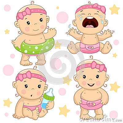 Baby boy 4 part. Vector Illustration