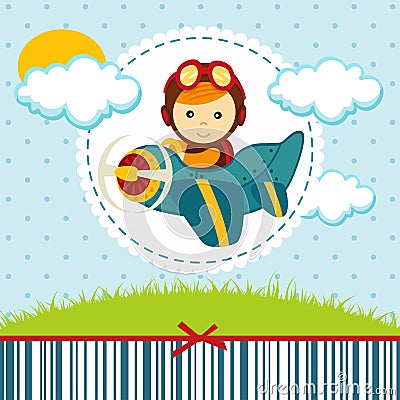 Baby boy pilot Vector Illustration
