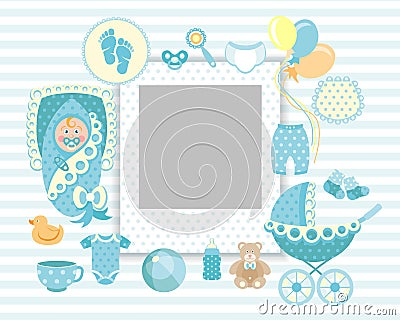 Baby Boy Set Vector Illustration