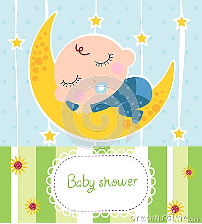 Baby boy shower card Vector Illustration