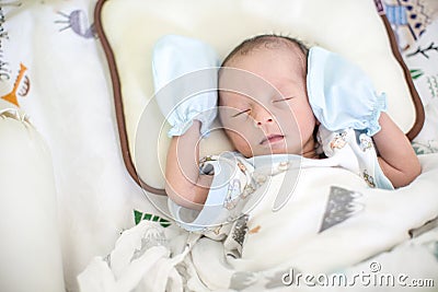 Baby boy sleeping on the bed. growth hormone and sleep in infant. cute baby boy asleep. beauty and fashion of baby. Cartoon Illustration