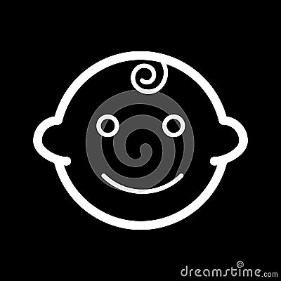 Baby boy vector icon. Black and white little kid illustration. Outline linear smiling baby face icon. Vector Illustration