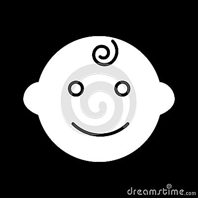 Baby boy vector icon. Black and white little kid illustration. Solid linear smiling baby face icon. Vector Illustration