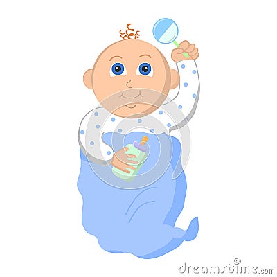 Baby boy on white background Vector Illustration