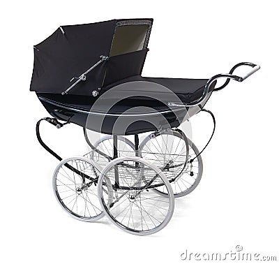 Baby buggy/pram on white Stock Photo