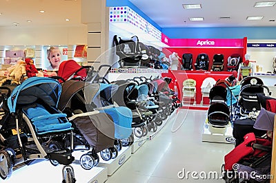 Baby buggy Store Editorial Stock Photo
