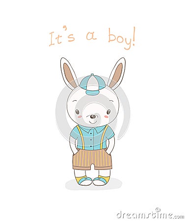 Baby bunny boy Vector Illustration