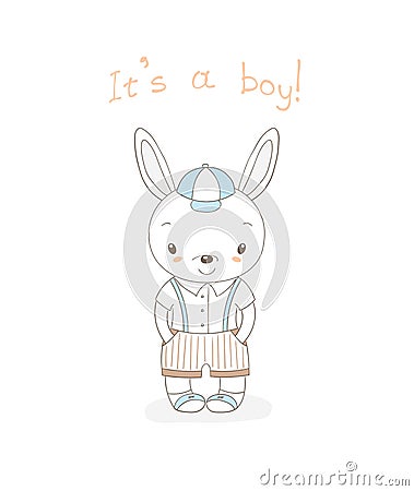 Baby bunny boy Vector Illustration