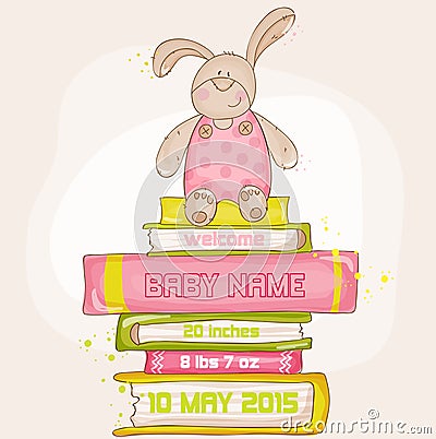 Baby Bunny Shower or Arrival Card Vector Illustration