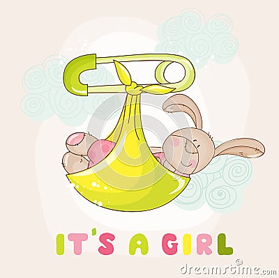 Baby Bunny Shower Card Vector Illustration