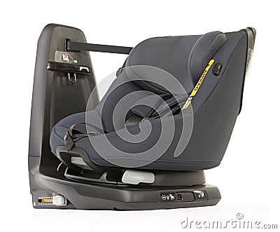 Baby car seat isolated, safety for the little one during movement Stock Photo