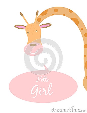 Baby cards for Baby shower. Giraffe. Postcard or party templates in blue and pink with charming animals. Vector Illustration