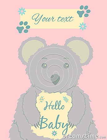 Baby cards for Baby shower. Koala. Postcard or party templates in blue and pink with charming animals Stock Photo